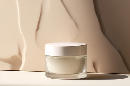 Cosmetic jar glass container with body, face cream, a Beauty & Fashion Photo by Natalia Klenova's Shop