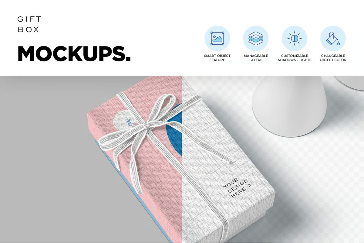 Gift Box Mockup, a Packaging Mockup by megostudi0 (Photo 4 of 11)