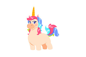 Cute Isolated Unicorn. Cartoon