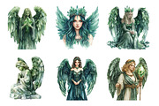 Green Stone Angel Figures PNG, an Illustration by SinaCreation (Thumbnail 2 of 7)
