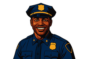 Smiling male police officer vector, a Person Illustration by AlexArt