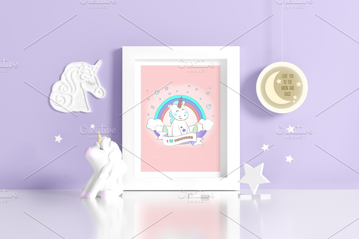 Kids Room Frame Mockups - Unicorn, a Product Mockup by Milan Mockup (Photo 3 of 6)