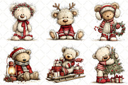 Christmas Teddy Bear Clipart, a Seasonal Illustration by Black Bird Studio (Thumbnail 4 of 7)