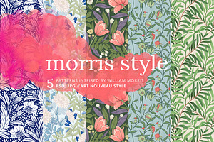 William Morris Style Patterns Set