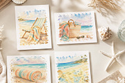 Summer Beach Essentials Watercolor, a Decorative Illustration by Sunshine Art (Thumbnail 4 of 6)