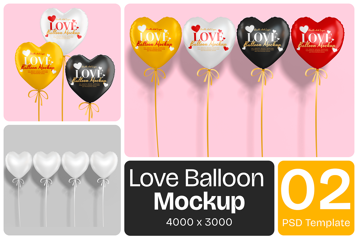 Love Balloon Mockup, a Merchandise Mockup by Permadi Creative (Photo 1 of 3)