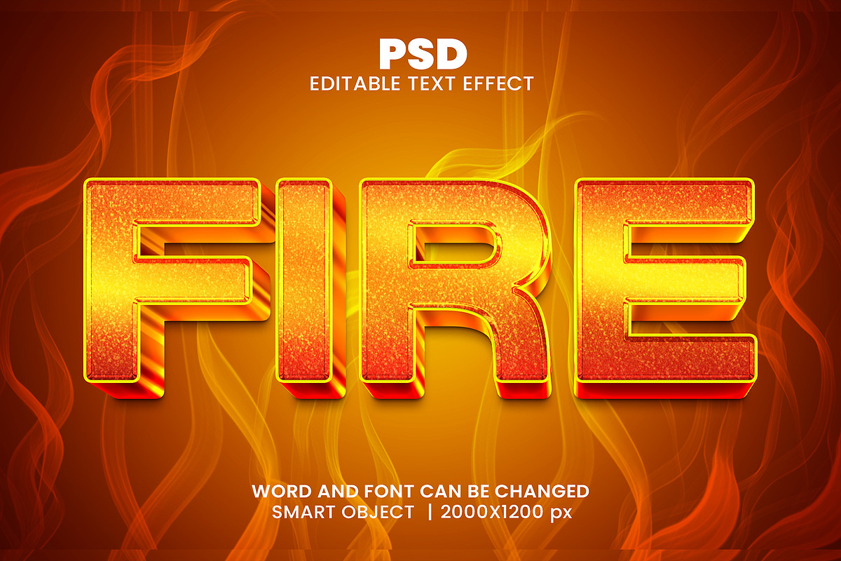 Fire 3d Editable Text Effect Style, a Layer Style Add-On by bdrobin (Photo 1 of 2)