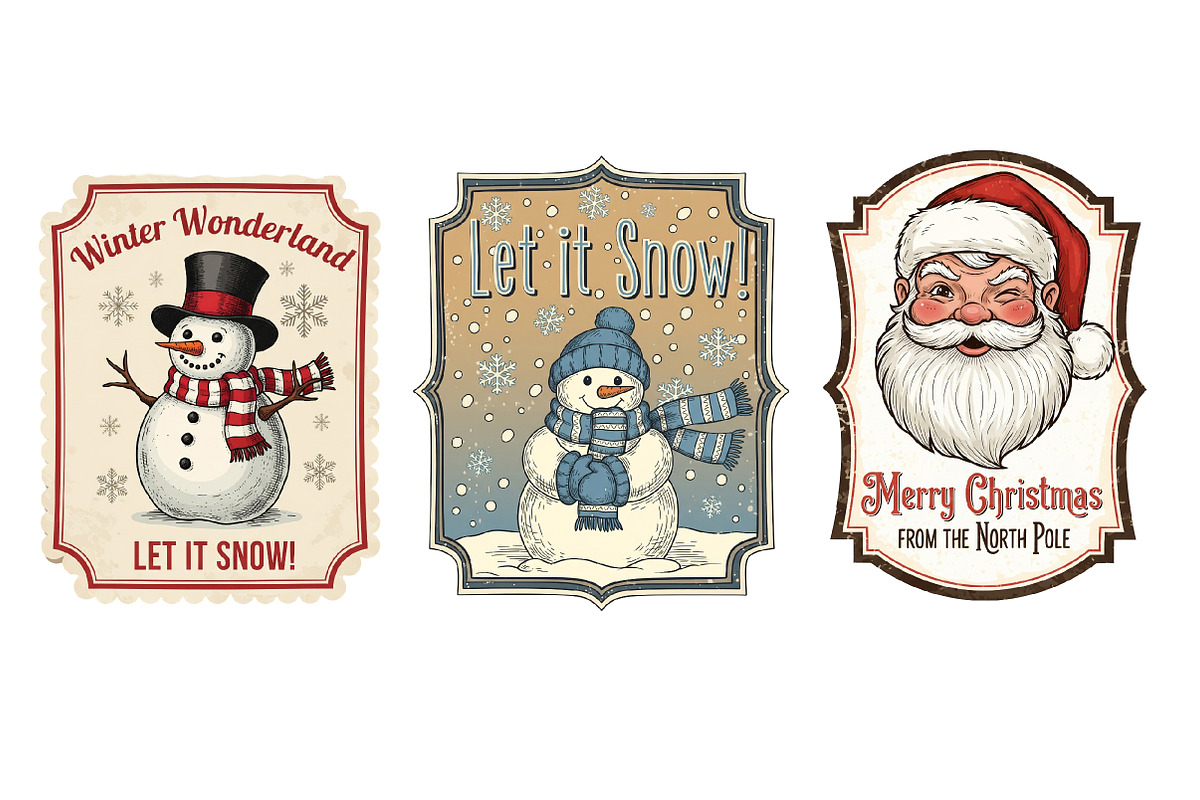 Vintage Christmas Labels Sublimation, an Illustration by Dream Creation (Photo 8 of 8)