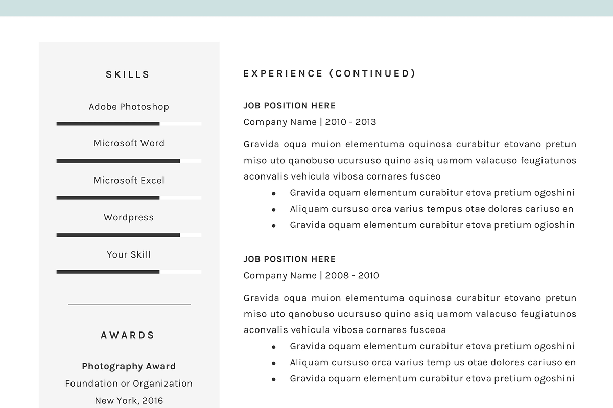 Creative Resume CV Templates, a Resume Template by GResume (Photo 7 of 7)