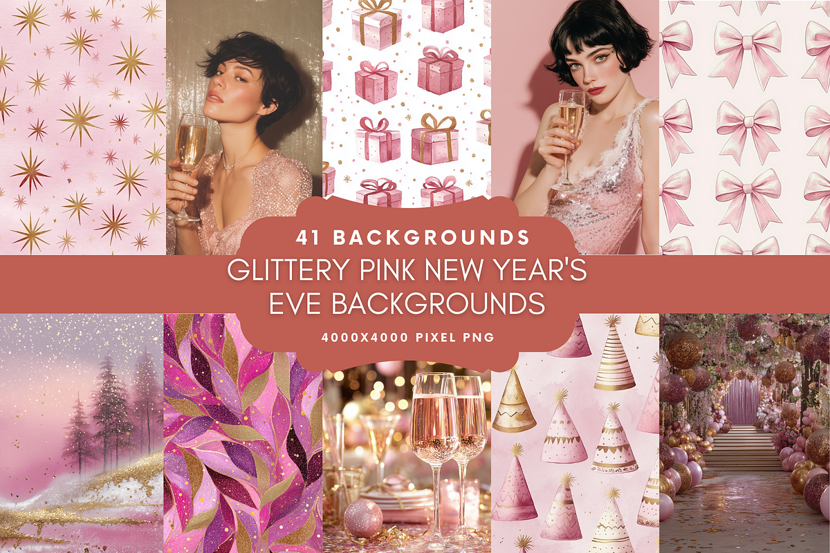 Pink New Year's Eve Background, a Background Graphic by NadiaTheronArt (Photo 1 of 5)