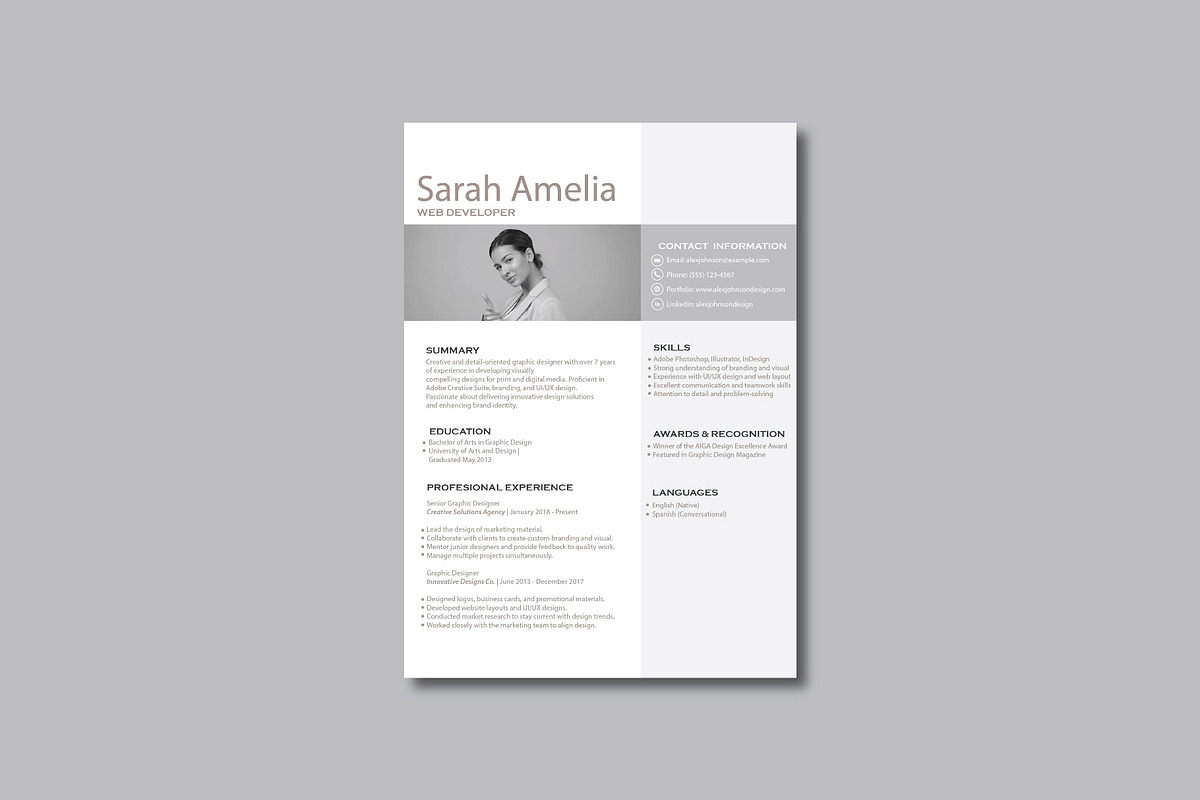 Resume minimalist Amelia, a Resume Template by dulchaer29