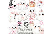Cute Halloween Ghost and Pumpkin, a Seasonal Illustration by CharmClipart (Thumbnail 1 of 7)