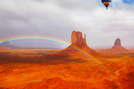 Balloon flies over  Desert Navajo, a Nature Photo by kavram