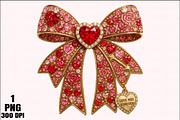 Rhinestone Valentines Bow Png, an Illustration by Daily.Designs (Thumbnail 1 of 5)