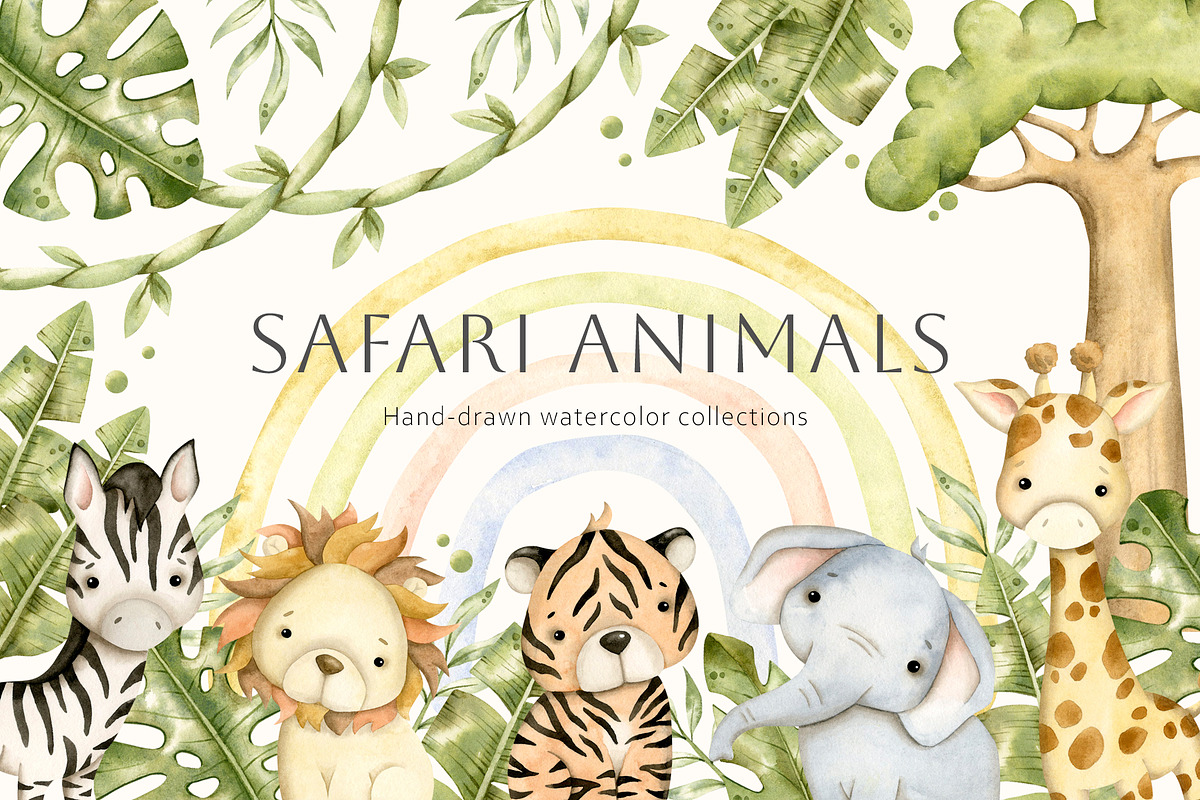 Safari animals, an Animal Illustration by NellyaEgorova (Photo 1 of 11)