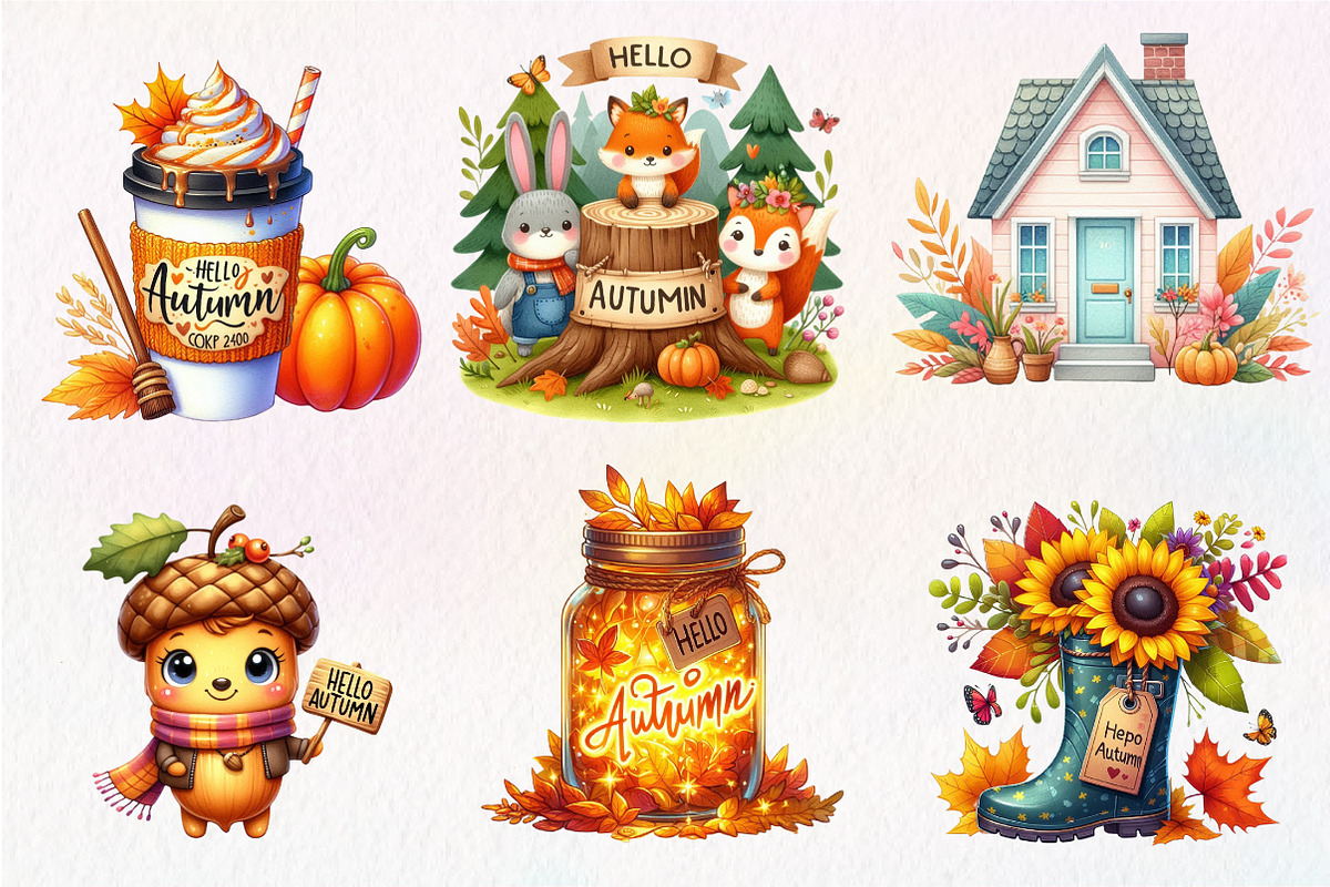 Hello Autumn Clipart, an Illustration by CreationArt (Photo 2 of 9)