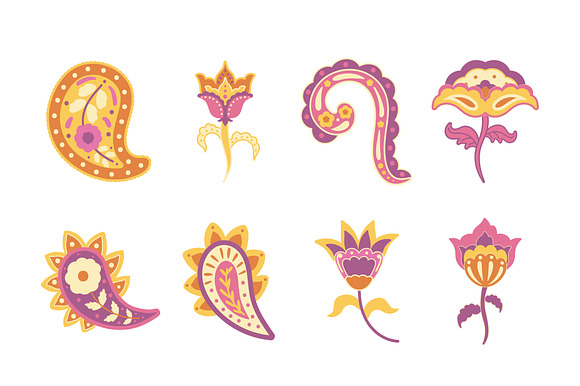 Ornamental Paisley Floral Set preview 2