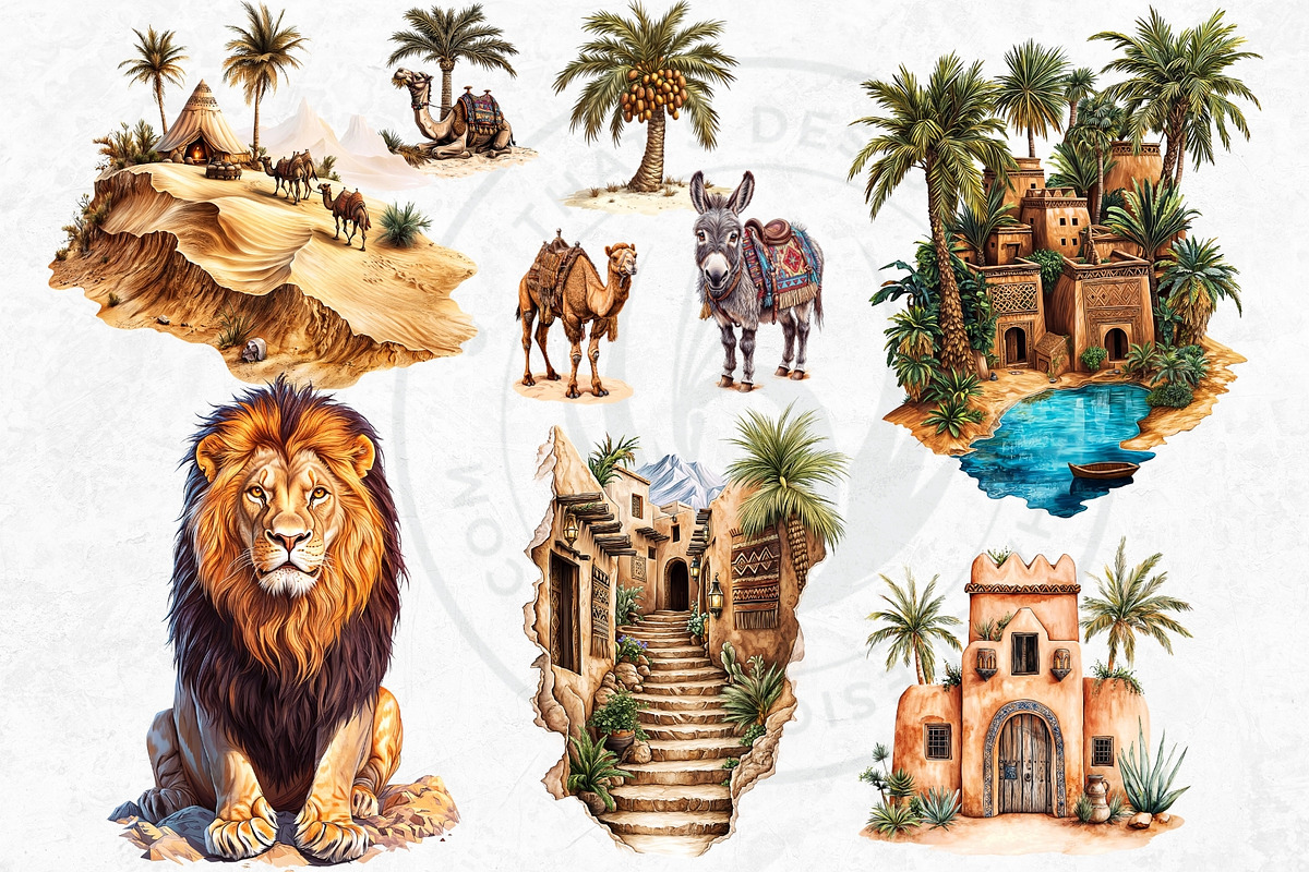 Morocco Travel clipart Set, a Decorative Illustration by ThatsDesignArt (Photo 4 of 10)