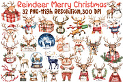 Reindeer Merry Christmas Clipart Bun, an Illustration by Sublimation Artist (Thumbnail 1 of 6)