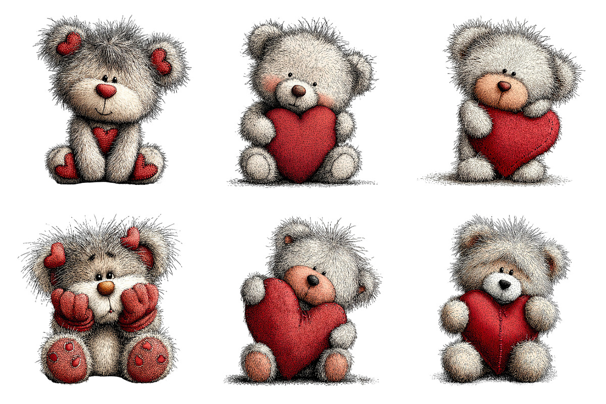 Valentine Teddy PNG Set, an Illustration by SinaCreation (Photo 3 of 11)