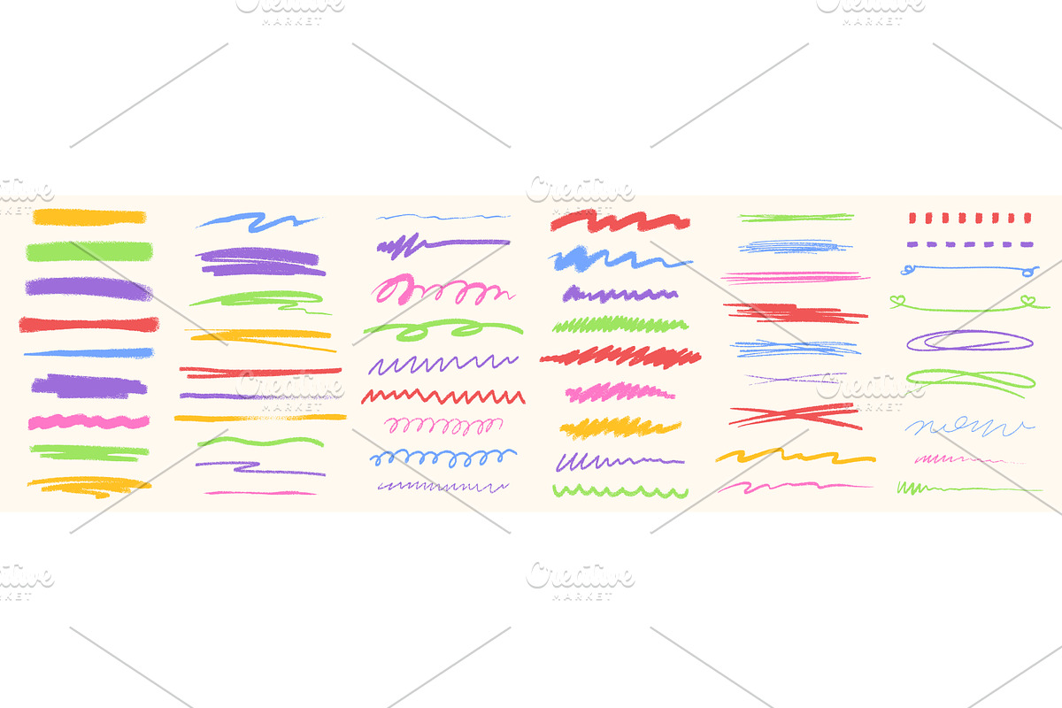 Colorful crayon stripe set, a Texture Illustration by art PVP - market