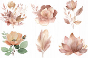 Watercolor Boho Floral Elements, an Illustration by DreamCafeArt (Thumbnail 2 of 7)
