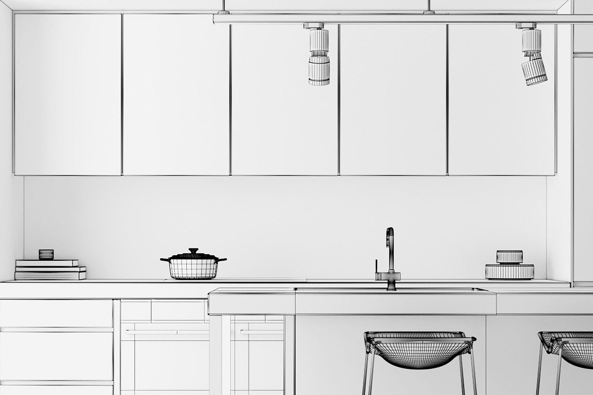 Kitchen C - High End Apartment, an Architecture 3D Model by 3DCargo (Photo 7 of 12)