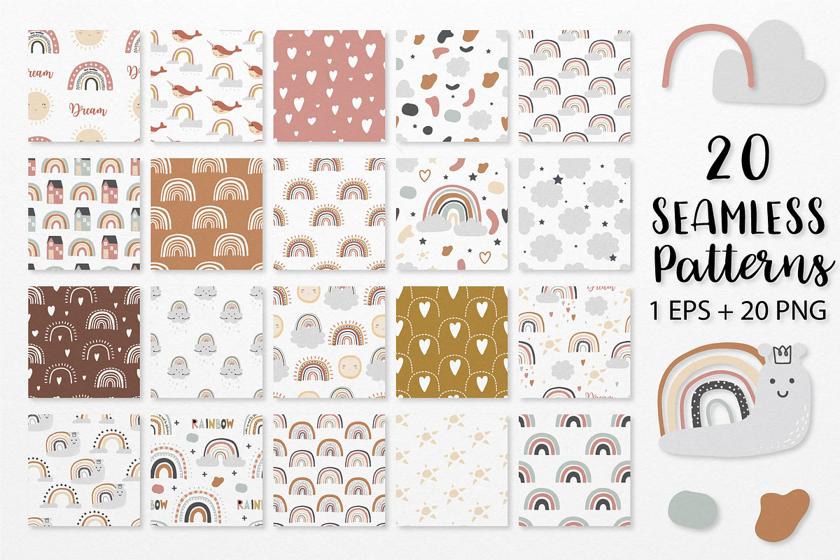 Rainbow poster pattern bundle, a Pattern Graphic by Piixypeach (Photo 4 of 8)
