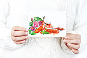 Lotus flowers and koi fish, an Animal Illustration by Hanna Hryharenka (Thumbnail 3 of 13)