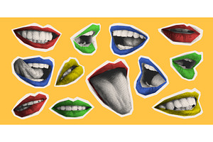 Retro mouth collage with halftone, a Person Illustration by art PVP - market