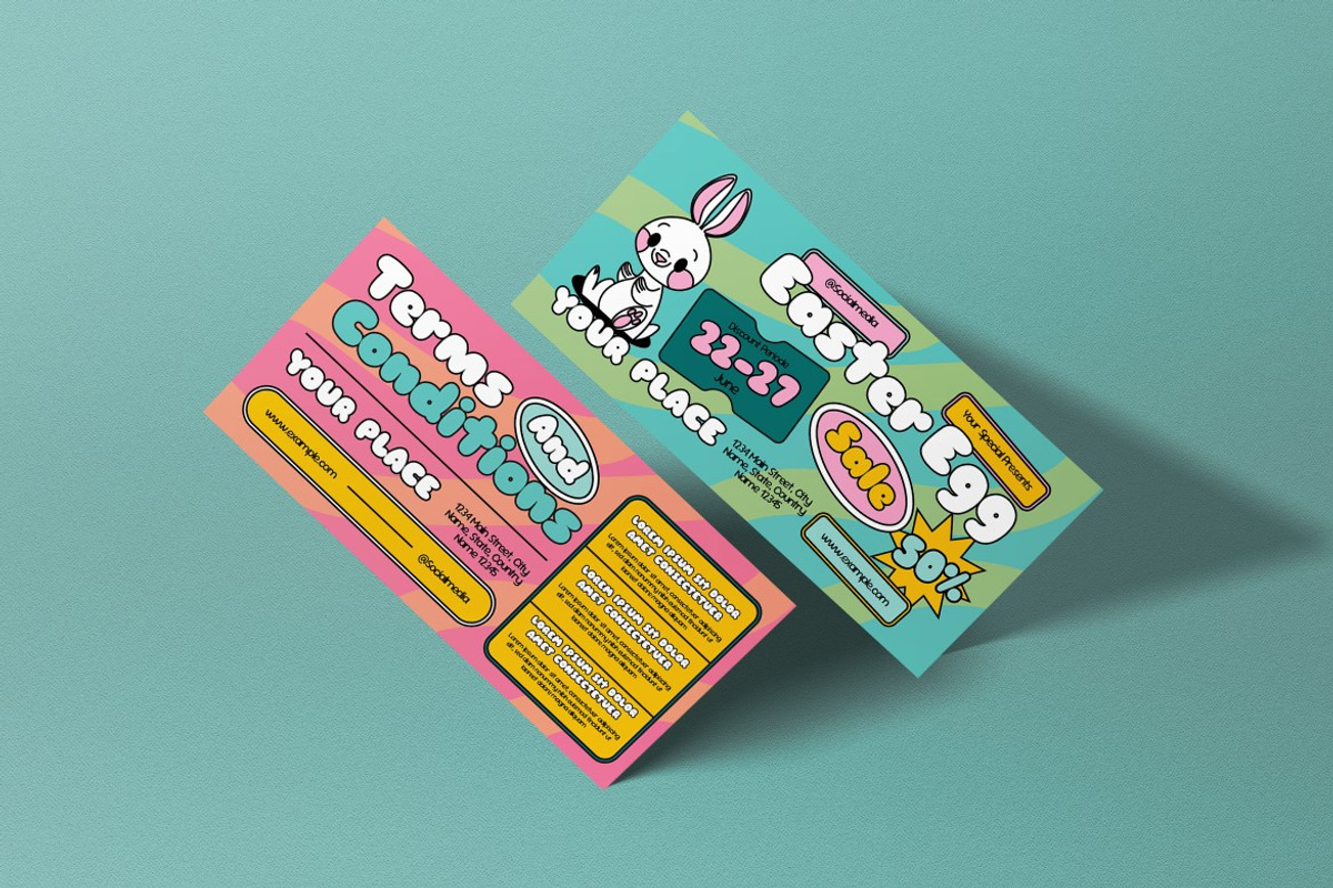 Green Pink Easter Egg Hunt Voucher, a Card Template by graphicook (Photo 3 of 3)
