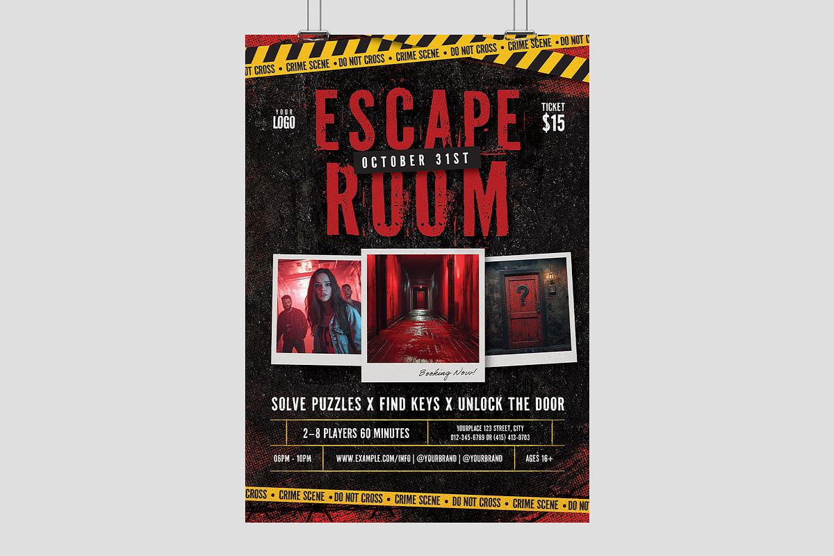 Escape Room Flyer Template, a Flyer Template by BrandPacks (Photo 3 of 5)