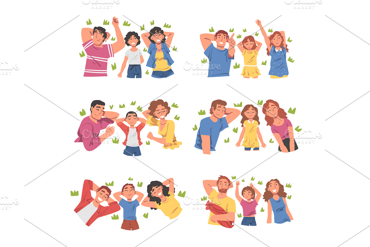 Happy Family with Mother, Father, a Person Illustration by TopVectors