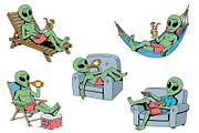 Alien: 5 illustrations stay relaxed, a Person Illustration by gunaonedesign (Thumbnail 2 of 10)