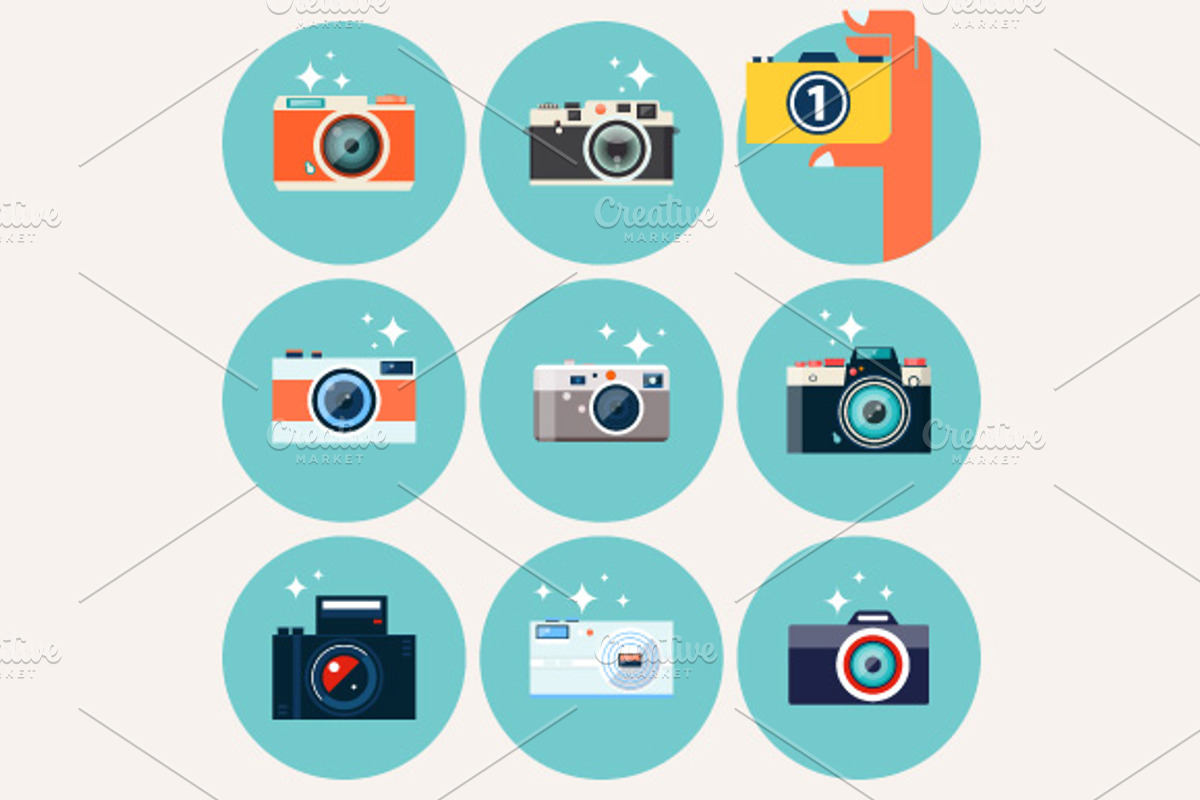 Flat Camera Icons Bundle preview 2