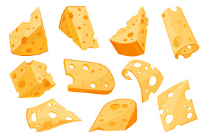 Colorful assortment of sliced cheese, a Food Illustration by the8monkey