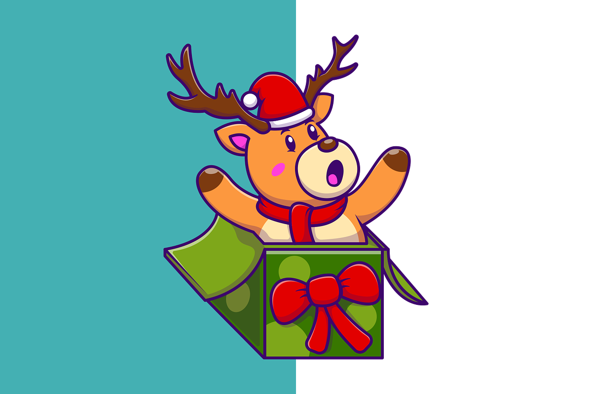 Cute Deer In Gift Box Cartoon, an Animal Illustration by Artstorystudio (Photo 2 of 3)