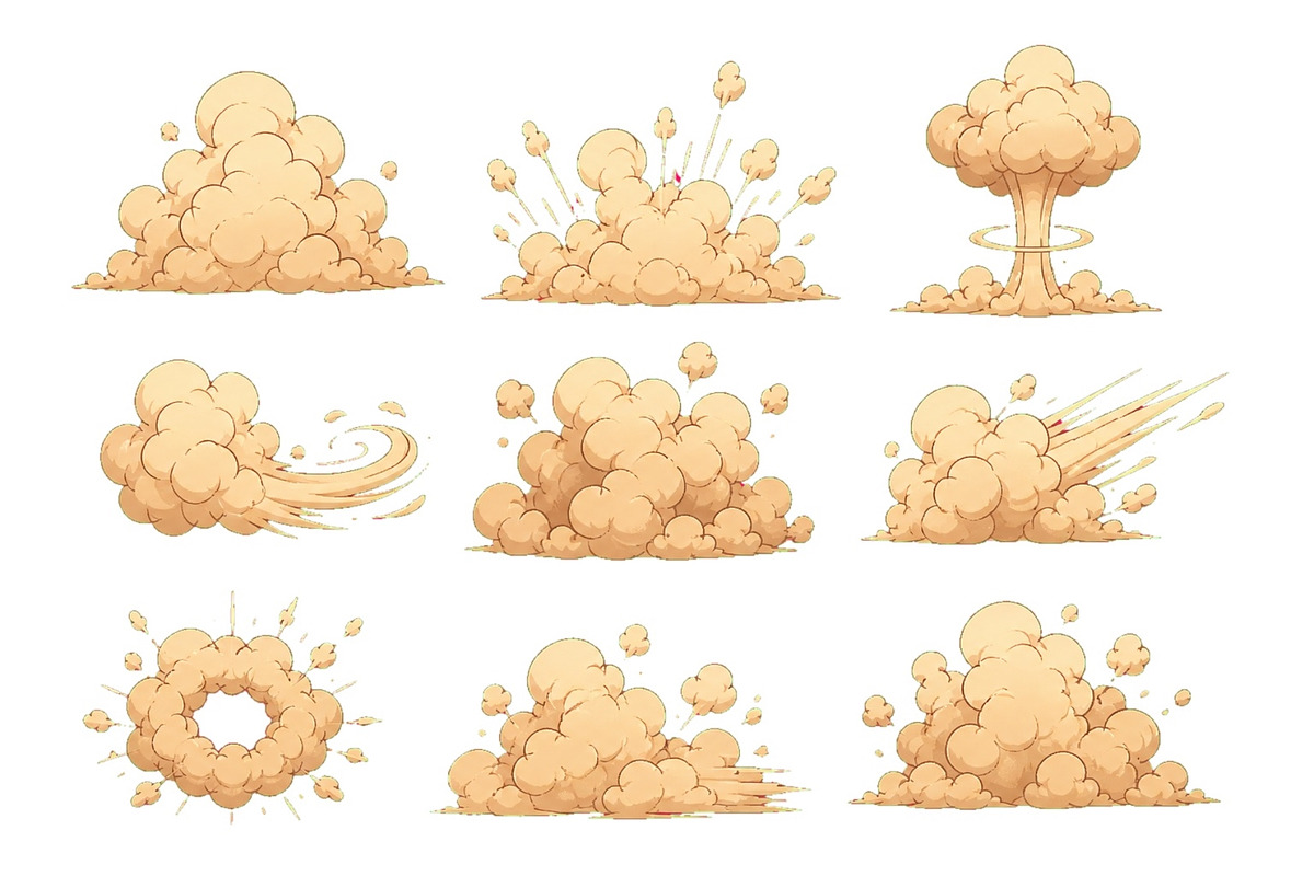 Cartoon dust cloud explosion and, an Object Illustration by ZinetroN (Photo 1 of 3)