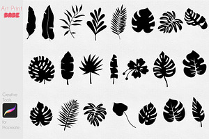 Tropical Leaves Stamps Botanical Art