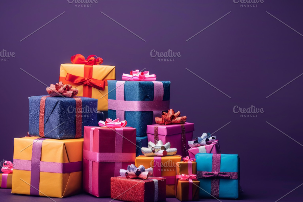 86 Gift boxes with ribbons and bows, a Holiday Photo by Handmadefont (Photo 42 of 90)