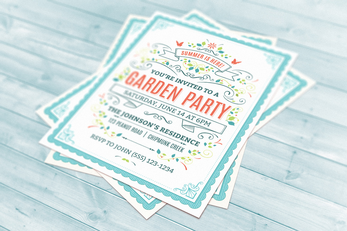 Garden Party Invitation Template, an Invitation Template by Mera Pixels (Photo 3 of 3)