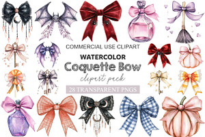 Halloween Coquette Bow Clipart, a Work Illustration by cherrydesign