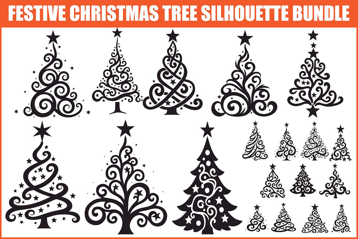 Festive Swirl Xmas Tree Bundle, an Illustration by yasushie (Photo 1 of 21)