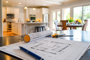 A detailed house plan is laid out on, a Photo by Iftikhar Alam