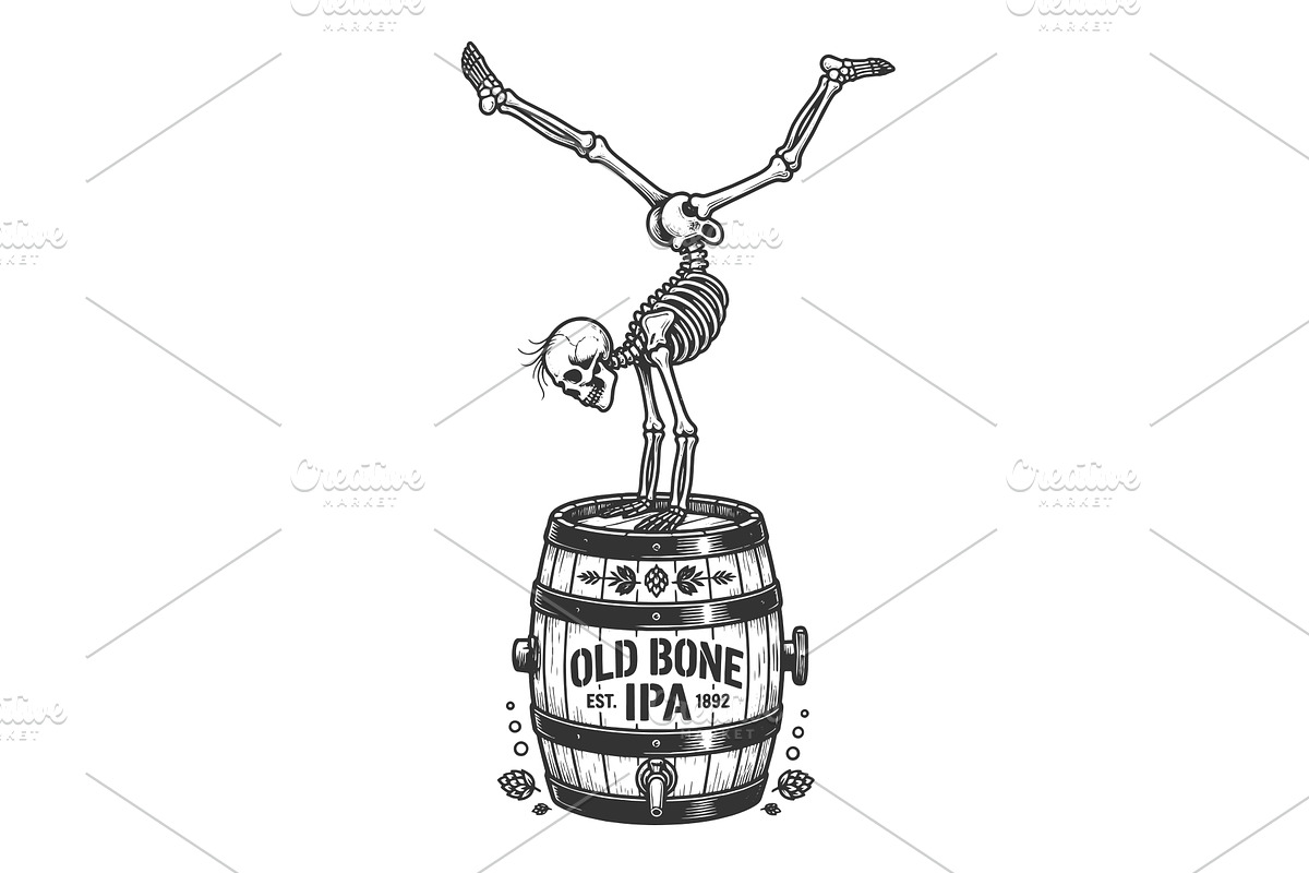 Skeleton Handstand on Old Bone IPA, a Person Illustration by AlexArt