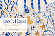 Beach House Watercolor Patterns, a Pattern Graphic by Youandigraphics (Thumbnail 1 of 19)