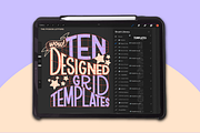 Procreate Lettering Template Grids, a Brush Add-On by The Pigeon Letters (Thumbnail 10 of 10)