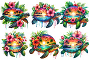 Sunset Sea Turtle Sublimation, an Animal Illustration by Designworld (Thumbnail 4 of 7)