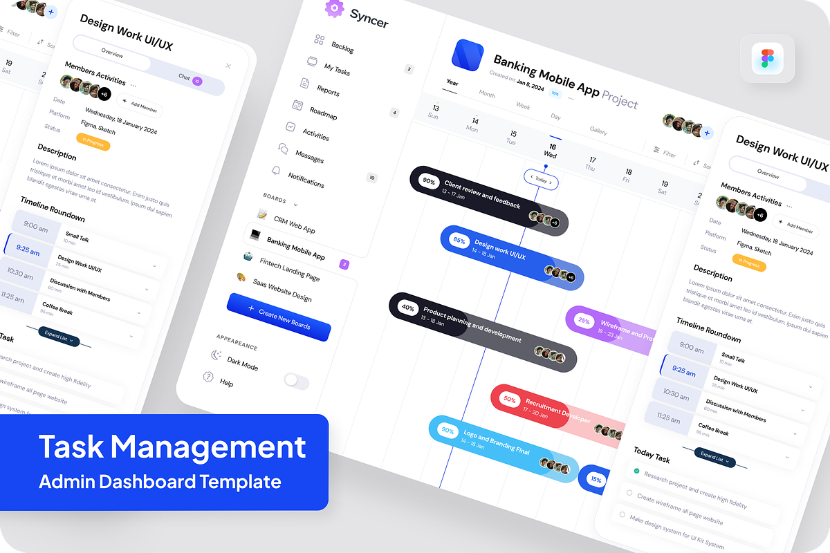Task Management Admin Dashboard, an UI Kit Template by SquidPixey (Photo 1 of 5)