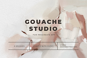 Procreate Gouache Brush Set & Paper, a Brush Add-On by Katsia Liat (Jazwinska) (Thumbnail 1 of 9)